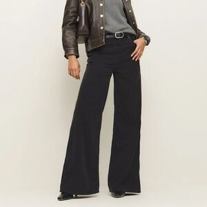 Reformation Eden Wide Leg Corduroy Pants Black - Size 28 NWT